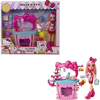 Mattel Hello KITTY Sanrio Hello Kitty Keukenset met figuur en lichtgevende pop, 25 accessoires, speelgoed voor kinderen vanaf 4 jaar, GWX05 Mattel Hello KITTY Sanrio Hello Kitty Keukenset met figuur en lichtgevende pop, 25 accessoires, speelgoed voor kinderen vanaf 4 jaar, GWX05