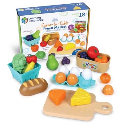 Learning Resources New Sprouts Farm-to-Table Fresh Market, kindervoeding, boodschappen, keukenaccessoires, vanaf 18 maanden, 27 stuks Learning Resources New Sprouts Farm-to-Table Fresh Market, kindervoeding, boodschappen, keukenaccessoires, vanaf 18 maanden, 27 stuks