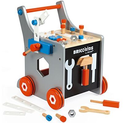 Janod J06478 Brico Kids Houten werkbankwagen voor kinderen, magnetisch, fantasiespeelgoed, met 25 gereedschappen en accessoires, voor kinderen vanaf 18 maanden, meerkleurig, 37 x 35 x 44 cm Janod J06478 Brico Kids Houten werkbankwagen voor kinderen, magnetisch, fantasiespeelgoed, met 25 gereedschappen en accessoires, voor kinderen vanaf 18 maanden, meerkleurig, 37 x 35 x 44 cm