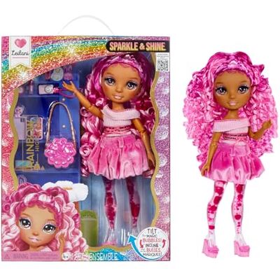 Rainbow High Sparkle & Shine Doll Leilani 28 cm grote modepop met roze haar en magische bubbels in de benen, kleur, stijl, spel, om te verzamelen, kinderen van 4 tot 12 jaar en ouder Rainbow High Sparkle & Shine Doll Leilani 28 cm grote modepop met roze haar en magische bubbels in de benen, kleur, stijl, spel, om te verzamelen, kinderen van 4 tot 12 jaar en ouder