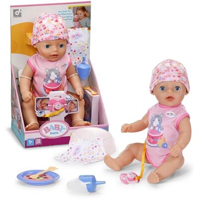 BABY born Lena in roze romper, 36 cm pop met 7 functies voor kinderen vanaf 1 jaar, werkt zonder batterijen BABY born Lena in roze romper, 36 cm pop met 7 functies voor kinderen vanaf 1 jaar, werkt zonder batterijen