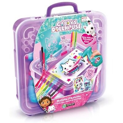Canal Toys Gabby Poppenhuis Activiteitskoffer met elektronische spray, sjablonen en viltstiften, kleur paars (GAB024) Canal Toys Gabby Poppenhuis Activiteitskoffer met elektronische spray, sjablonen en viltstiften, kleur paars (GAB024)