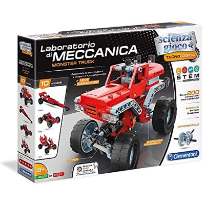 Clementoni Mechanische werkplaats Monster Trucks Science Museum bouwspel, meerkleurig, medium, 19087 Clementoni Mechanische werkplaats Monster Trucks Science Museum bouwspel, meerkleurig, medium, 19087