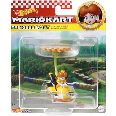 Hot Wheels Mario Kart Princess Dasiy Standard Kart met Flower Glider voertuig speelgoed voor kinderen vanaf 3 jaar in schaal 1:64 met zweefvliegtuig accessoires Hot Wheels Mario Kart Princess Dasiy Standard Kart met Flower Glider voertuig speelgoed voor kinderen vanaf 3 jaar in schaal 1:64 met zweefvliegtuig accessoires