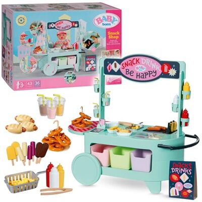 BABY born Snack Shop Eetkraam voor poppen met geluidseffecten 25 verschillende fastfoodsnacks Hoogwaardige poppenaccessoires Geschikt voor kinderen vanaf 3 jaar BABY born Snack Shop Eetkraam voor poppen met geluidseffecten 25 verschillende fastfoodsnacks Hoogwaardige poppenaccessoires Geschikt voor kinderen vanaf 3 jaar
