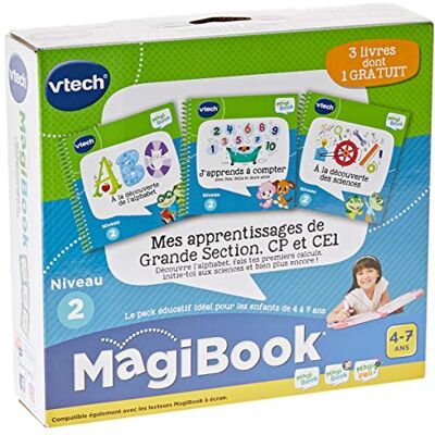 VTech MagiBook Mijn eerste leerproces kleuterschool Set van 3 boeken, CP en CP1, educatieve boeken Franse versie, meerkleurig VTech MagiBook Mijn eerste leerproces kleuterschool Set van 3 boeken, CP en CP1, educatieve boeken Franse versie, meerkleurig