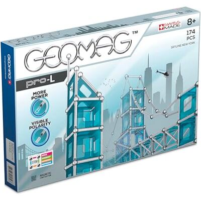 Geomag PRO-L Skyline New York 174-delig – magneetbouwspel met sterke magneten – kinderen vanaf 8 jaar – Zwitserse productie – bouwstenen met 60 staven, 48 ballen, 66 blauwe panelen – STEM Geomag PRO-L Skyline New York 174-delig – magneetbouwspel met sterke magneten – kinderen vanaf 8 jaar – Zwitserse productie – bouwstenen met 60 staven, 48 ballen, 66 blauwe panelen – STEM