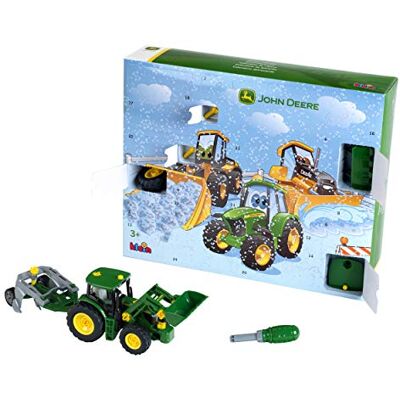 Klein Theo 3936 John Deere Adventskalender met 24 e deuren I set voor het bouwen van een tractor op schaal 1:24 I schroevendraaier I afmetingen: 41 cm x 12 cm x 12 cm I kinderspeelgoed Klein Theo 3936 John Deere Adventskalender met 24 e deuren I set voor het bouwen van een tractor op schaal 1:24 I schroevendraaier I afmetingen: 41 cm x 12 cm x 12 cm I kinderspeelgoed
