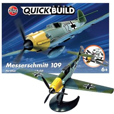 Airfix QUICKBUILD J6001 Messerschmitt Bf109 vliegtuig bouwpakket voor kinderen vanaf 6 jaar, bouwvliegtuigspeelgoed voor jongens gevechtsvliegtuigen en jachtvliegtuigsets, Airfix QUICKBUILD J6001 Messerschmitt Bf109 vliegtuig bouwpakket voor kinderen vanaf 6 jaar, bouwvliegtuigspeelgoed voor jongens gevechtsvliegtuigen en jachtvliegtuigsets,