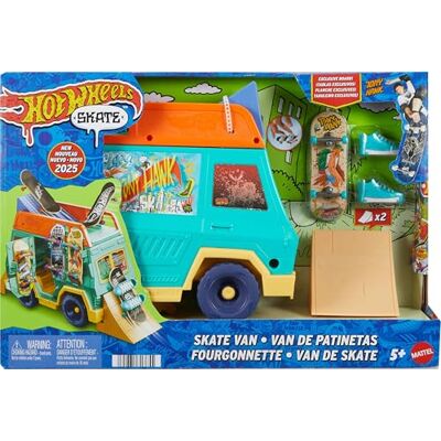 Hot Wheels Skate Skatervan Ontworpen in samenwerking met Tony Hawk, met exclusief vingerboard en afneembare skateschoenen, JGG91 Hot Wheels Skate Skatervan Ontworpen in samenwerking met Tony Hawk, met exclusief vingerboard en afneembare skateschoenen, JGG91