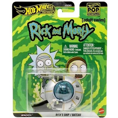 Hot Wheels Premium Pop Culture 2026 Rick and Morty Rick's Ship, gegoten voertuig met Real Riders wielen en display Hot Wheels Premium Pop Culture 2026 Rick and Morty Rick's Ship, gegoten voertuig met Real Riders wielen en display