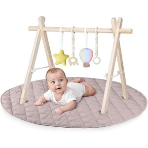 Lionelo Anijs Babymat met houten speelboog Montessori Baby Gym Rond Tapijt 100 cm Antislip Ademend Katoen Verwijderbaar Sensorisch Speelgoed vanaf de geboorte, Cadeau-idee, Beige Lionelo Anijs Babymat met houten speelboog Montessori Baby Gym Rond Tapijt 100 cm Antislip Ademend Katoen Verwijderbaar Sensorisch Speelgoed vanaf de geboorte, Cadeau-idee, Beige
