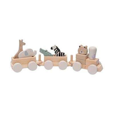 Jollein Houten trein, Jungle Jambo, houten speelgoed voor peuters vanaf 2,5 jaar, 100% FSC-gecertificeerd, jungledieren Jollein Houten trein, Jungle Jambo, houten speelgoed voor peuters vanaf 2,5 jaar, 100% FSC-gecertificeerd, jungledieren