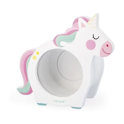 Janod Eenhoorn-spaarpot voor kinderen, transparant en magnetische opening aan de achterkant, ideaal cadeau of decoratie voor slaapkamer, hout, FSC-vanaf 3 jaar, J04655, J04655, meerkleurig Janod Eenhoorn-spaarpot voor kinderen, transparant en magnetische opening aan de achterkant, ideaal cadeau of decoratie voor slaapkamer, hout, FSC-vanaf 3 jaar, J04655, J04655, meerkleurig