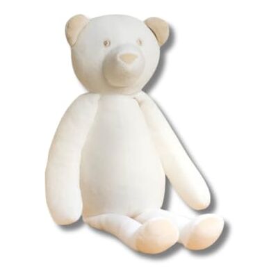 LA PELUCHERIE Pluche knuffelbeer 35 cm wit handgemaakte pluche dieren met de hand genaaid Frans merk LA PELUCHERIE Pluche knuffelbeer 35 cm wit handgemaakte pluche dieren met de hand genaaid Frans merk