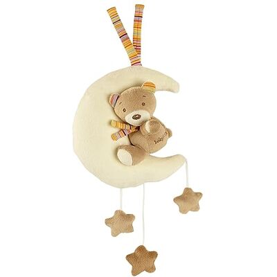 Fehn Muzikaal pluche dier in de vorm van een teddybeer op de maan, met slaapliedje van Brahms om thuis en op wandelingen in slaap te vallen, voor baby's en peuters Fehn Muzikaal pluche dier in de vorm van een teddybeer op de maan, met slaapliedje van Brahms om thuis en op wandelingen in slaap te vallen, voor baby's en peuters