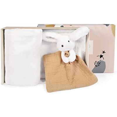 DOUDOU ET COMPAGNIE – PARIS – Doudou et Compagnie Zachte babydeken met zijn knuffeldier konijn – fleecedeken – collectie Happy Wild – wit – 100 x 70 cm – geschenkdoos voor geboorte – Happy DouDOU – DC3978 DOUDOU ET COMPAGNIE – PARIS – Doudou et Compagnie Zachte babydeken met zijn knuffeldier konijn – fleecedeken – collectie Happy Wild – wit – 100 x 70 cm – geschenkdoos voor geboorte – Happy DouDOU – DC3978