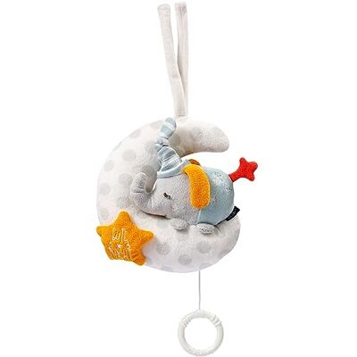 Fehn 053067 Olifant in de maan muziekdoos knuffelige muziekdoos met borduurwerk "Glow-in the Dark" melodie "De maan is op" voor baby's vanaf 0 maanden, maat: 18 cm Fehn 053067 Olifant in de maan muziekdoos knuffelige muziekdoos met borduurwerk "Glow-in the Dark" melodie "De maan is op" voor baby's vanaf 0 maanden, maat: 18 cm