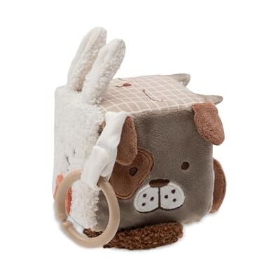 Jollein Animal Friends motorische kubus met spiegel, gekreukte elementen en grijpelementen, babyspeelgoed, bevordert de zintuigen en motoriek, activiteitenspeelgoed, 10 x 10 cm Jollein Animal Friends motorische kubus met spiegel, gekreukte elementen en grijpelementen, babyspeelgoed, bevordert de zintuigen en motoriek, activiteitenspeelgoed, 10 x 10 cm