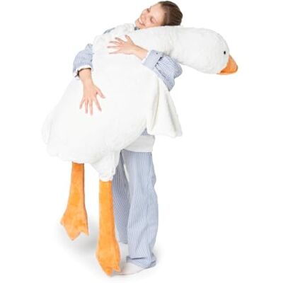MKS Zachte pluche eend knuffel voor baby's, peuters, kinderen, volwassenen gigantische pluche ganzenvorm met machinewasbare overtrek hypoallergeen 190 cm MKS Zachte pluche eend knuffel voor baby's, peuters, kinderen, volwassenen gigantische pluche ganzenvorm met machinewasbare overtrek hypoallergeen 190 cm