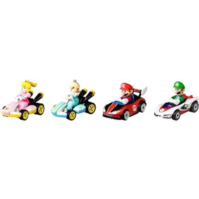 Hot Wheels GXX97 4 pak Mario Kart auto's fan-favoriete karakters inclusief 1 exclusief model verzamelcadeau voor kinderen en fans vanaf 3 jaar veelkleurig, 5,08 x 3,18 x 7,62 cm Hot Wheels GXX97 4 pak Mario Kart auto's fan-favoriete karakters inclusief 1 exclusief model verzamelcadeau voor kinderen en fans vanaf 3 jaar veelkleurig, 5,08 x 3,18 x 7,62 cm