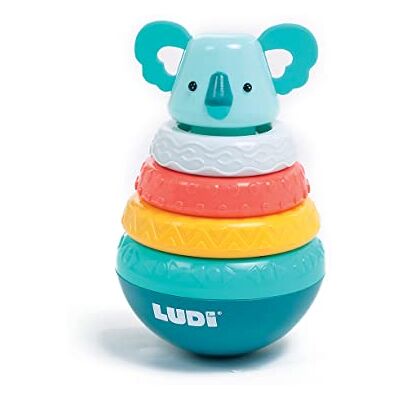 LUDI Culbuto Koala – Culbuto stapelspel – speelgoed voor baby's – vanaf 10 maanden – ontwikkelt de aanraking, fijne motoriek en ontdekking – piramide met centrale schacht en 3 kleurrijke LUDI Culbuto Koala – Culbuto stapelspel – speelgoed voor baby's – vanaf 10 maanden – ontwikkelt de aanraking, fijne motoriek en ontdekking – piramide met centrale schacht en 3 kleurrijke