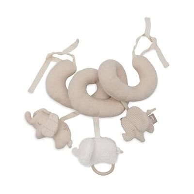 Jollein Activity Spiraal Baby Elephant Tales babyspeelgoed voor babyzitje en box met bevestigingslussen bevordert de zintuigen en motoriek, sensorisch babyspeelgoed, beige, 24 cm Jollein Activity Spiraal Baby Elephant Tales babyspeelgoed voor babyzitje en box met bevestigingslussen bevordert de zintuigen en motoriek, sensorisch babyspeelgoed, beige, 24 cm