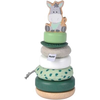 Eichhorn Baby Hipp stapeltoren met ringen van stof, hout en siliconen, 8 stuks. Lengte 19 cm, 100% FSC-gecertificeerd beukenhout, vanaf 1 jaar Eichhorn Baby Hipp stapeltoren met ringen van stof, hout en siliconen, 8 stuks. Lengte 19 cm, 100% FSC-gecertificeerd beukenhout, vanaf 1 jaar