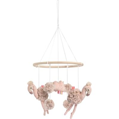 Fehn Flamingo houten mobiel met schattige stoffen figuren, slaaphulp en bezetting, voor baby's van 0 tot 5 maanden Fehn Flamingo houten mobiel met schattige stoffen figuren, slaaphulp en bezetting, voor baby's van 0 tot 5 maanden