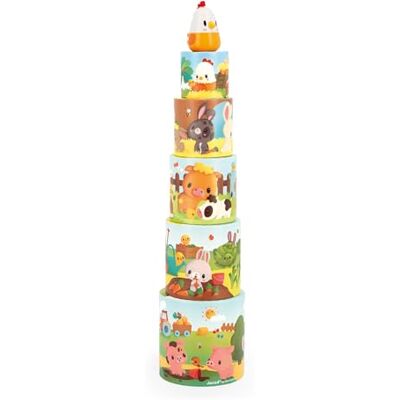 Janod Mijn eerste piramide boerderijdieren aanmoedigingsspeelgoed 5 stapelkubussen + 1 houten kip behendigheid en fantasie oefening vanaf 12 maanden J03310 Janod Mijn eerste piramide boerderijdieren aanmoedigingsspeelgoed 5 stapelkubussen + 1 houten kip behendigheid en fantasie oefening vanaf 12 maanden J03310