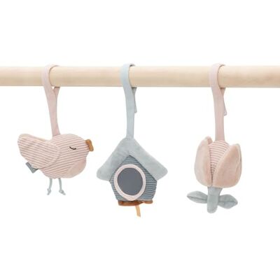 Jollein Lovely Birds Babyspeelboog, set van 3 babyspeelgoed met vogel, nestkast en bloem, bevordert de zintuigen en motoriek, voor baby's, oudroze/zeegroen Jollein Lovely Birds Babyspeelboog, set van 3 babyspeelgoed met vogel, nestkast en bloem, bevordert de zintuigen en motoriek, voor baby's, oudroze/zeegroen