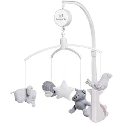 BO BABY'S ONLY Baby's Only Muziekmobiel baby Boxmobiel Zilvergrijs/Grijs/Wit Gebreide figuurtjes Muziek speelgoed Melodie 'It's a small world' BO BABY'S ONLY Baby's Only Muziekmobiel baby Boxmobiel Zilvergrijs/Grijs/Wit Gebreide figuurtjes Muziek speelgoed Melodie 'It's a small world'