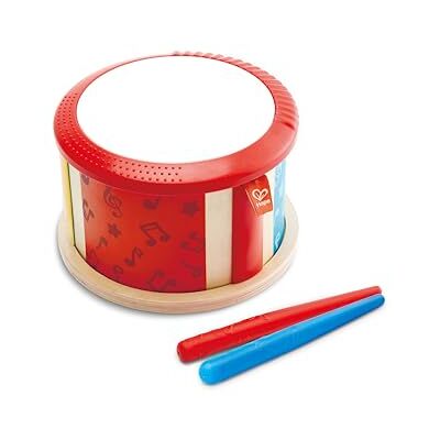 Hape Dubbelzijdige houten trommel Muzikaal speelgoed voor peuters Hape Dubbelzijdige houten trommel Muzikaal speelgoed voor peuters