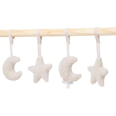 Jollein Speelgoedhanger om te spelen Trapeze maan nougat 4 stuks maan en sterren Jollein Speelgoedhanger om te spelen Trapeze maan nougat 4 stuks maan en sterren
