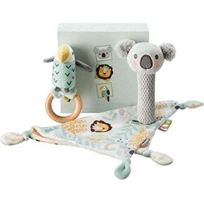 Nuby Animal Adventures Cadeauset voor baby's, 3-delig, knuffeldier, pieper en rammelaar, inclusief doos, geschikt vanaf de geboorte, meerkleurig, eenheidsmaat Nuby Animal Adventures Cadeauset voor baby's, 3-delig, knuffeldier, pieper en rammelaar, inclusief doos, geschikt vanaf de geboorte, meerkleurig, eenheidsmaat