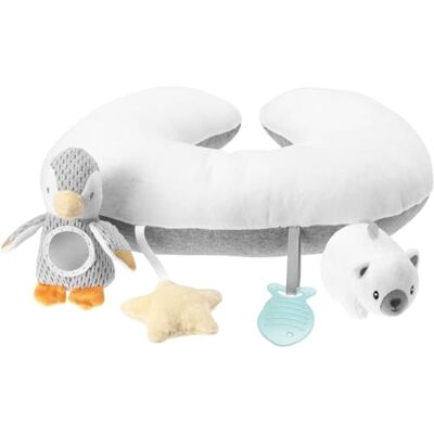 Nuby Kleine pinguin Tummy Time, interactief kussen voor baby's, buikkussen met vormen en texturen, zacht kussen voor kinderen en peuters, grijs, geschikt vanaf de geboorte Nuby Kleine pinguin Tummy Time, interactief kussen voor baby's, buikkussen met vormen en texturen, zacht kussen voor kinderen en peuters, grijs, geschikt vanaf de geboorte