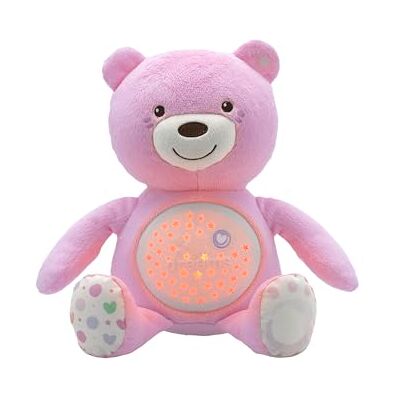 Chicco First Dreams Baby Bear pluchen beer met muziek, nachtlampje voor baby's met lichteffecten en ontspannende melodieën, babyspeelgoed 0+ maanden, roze Chicco First Dreams Baby Bear pluchen beer met muziek, nachtlampje voor baby's met lichteffecten en ontspannende melodieën, babyspeelgoed 0+ maanden, roze