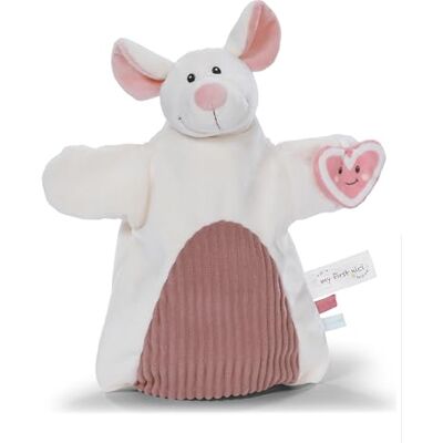 NICI 61857 Knuffeldier, muis en poppenspel, 2-in-1, 26 x 25 cm, wit, voor baby's en peuters, om te spelen, te vangen, te knuffelen en te verkennen NICI 61857 Knuffeldier, muis en poppenspel, 2-in-1, 26 x 25 cm, wit, voor baby's en peuters, om te spelen, te vangen, te knuffelen en te verkennen