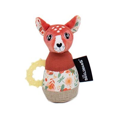 Les Déglingos Bijtring, rammelaar, Maracas, melmelos, de hert, knuffeldier, baby, speelgoed, 13 cm, 1 set Les Déglingos Bijtring, rammelaar, Maracas, melmelos, de hert, knuffeldier, baby, speelgoed, 13 cm, 1 set