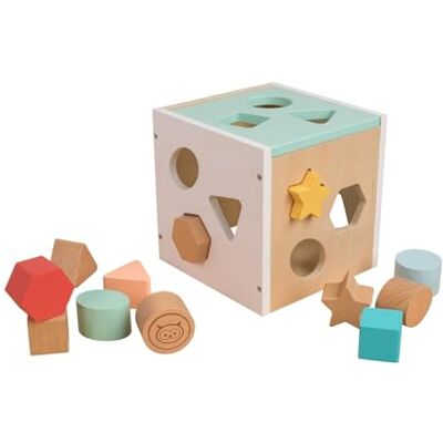 Owl & Fox OF212 Houten sorteerkubus, Montessori-speelgoed voor baby's en peuters vanaf 12 maanden, verschillende vormen voor sensorische ontwikkeling en probleemoplossing, FSC-gecertificeerd hout Owl & Fox OF212 Houten sorteerkubus, Montessori-speelgoed voor baby's en peuters vanaf 12 maanden, verschillende vormen voor sensorische ontwikkeling en probleemoplossing, FSC-gecertificeerd hout