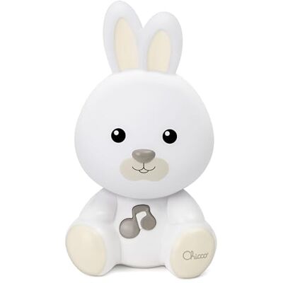 Chicco Nachtlampje konijn, draagbare lamp in vorm van een konijn, met klassieke muziek en ontspannende geluiden, twee aanpasbare modi, nachtlampje en draagbaar nachtlampje, 0+ maanden Chicco Nachtlampje konijn, draagbare lamp in vorm van een konijn, met klassieke muziek en ontspannende geluiden, twee aanpasbare modi, nachtlampje en draagbaar nachtlampje, 0+ maanden