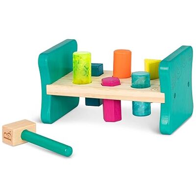B. toys by Battat BX1762Z – kleurrijke pond & play – bank van hout om te hameren voor het inbrengen van de palen in de bijpassende vormen – 6 haringen en een hamer – vanaf 2 jaar B. toys by Battat BX1762Z – kleurrijke pond & play – bank van hout om te hameren voor het inbrengen van de palen in de bijpassende vormen – 6 haringen en een hamer – vanaf 2 jaar