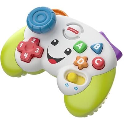 Fisher-Price Educatieve gamecontroller voor baby's en peuters, dummy videospel met muziek en lichtfunctie voor baby's vanaf 6 maanden, meertalige versie HXC29 Fisher-Price Educatieve gamecontroller voor baby's en peuters, dummy videospel met muziek en lichtfunctie voor baby's vanaf 6 maanden, meertalige versie HXC29
