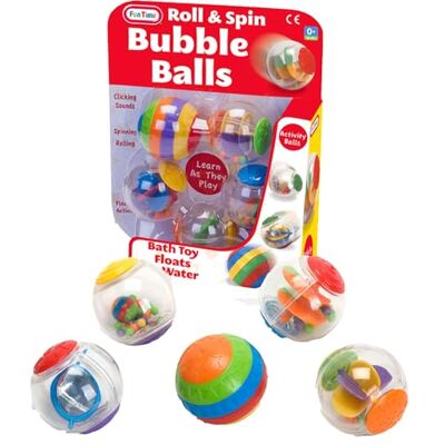 A2Z Spin and Roll 5 stuks baby bubbelballen baby badspeelgoed zintuiglijke ballen waterdrijvende rammelaar speelgoed voor peuters ontwikkeling vroeg leren 0 maanden meer A2Z Spin and Roll 5 stuks baby bubbelballen baby badspeelgoed zintuiglijke ballen waterdrijvende rammelaar speelgoed voor peuters ontwikkeling vroeg leren 0 maanden meer