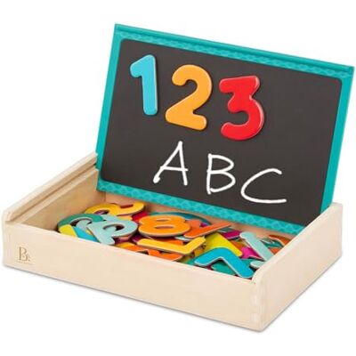 B. toys Letter & Number (63 stuks) hoofdletters en kleine letters alfabet houten opbergdoos met magnetisch krijtbord deksel vanaf 3 jaar prachtige magneten, meerkleurig, BX2349Z B. toys Letter & Number (63 stuks) hoofdletters en kleine letters alfabet houten opbergdoos met magnetisch krijtbord deksel vanaf 3 jaar prachtige magneten, meerkleurig, BX2349Z