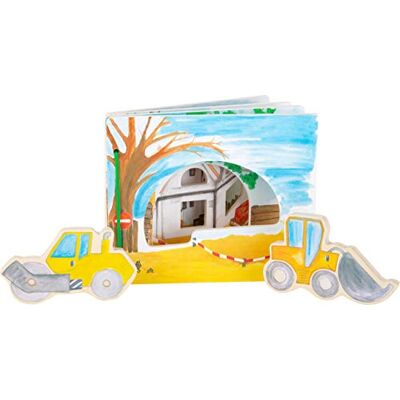 small foot Interactief houten boek met rol en graafmachine voor kinderen vanaf 12 maanden small foot Interactief houten boek met rol en graafmachine voor kinderen vanaf 12 maanden