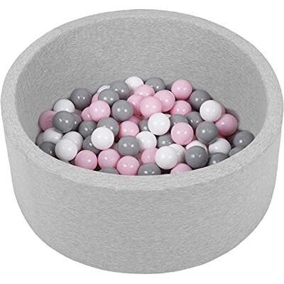 SELONIS Ballenbad 70 x 30 cm/150 ronde ballen van schuimrubber voor baby's, kinderen, lichtgrijs: wit/grijs/babyblauw SELONIS Ballenbad 70 x 30 cm/150 ronde ballen van schuimrubber voor baby's, kinderen, lichtgrijs: wit/grijs/babyblauw