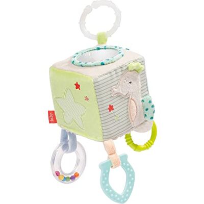 Fehn 054446 Activiteitenkubus voor kinderen in de zee, hangend speelgoed voor baby's en peuters vanaf 0 maanden, bevordert het tastgevoel en de fijne motoriek, afmetingen: 10 x 10 cm Fehn 054446 Activiteitenkubus voor kinderen in de zee, hangend speelgoed voor baby's en peuters vanaf 0 maanden, bevordert het tastgevoel en de fijne motoriek, afmetingen: 10 x 10 cm