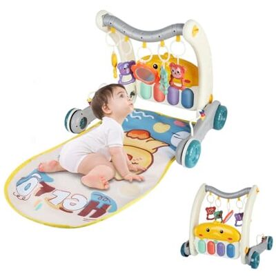 OHMG 4-in-1 speelmat voor pianosportschool, leerwagen, kruipmat met muziek en verlichting, speelmat met afneembare speelboog, babydeken vanaf de geboorte OHMG 4-in-1 speelmat voor pianosportschool, leerwagen, kruipmat met muziek en verlichting, speelmat met afneembare speelboog, babydeken vanaf de geboorte