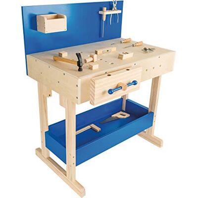 small foot Kinderwerkbank in natuurlijk en blauw hout, met groot werkoppervlak en gereedschap, vanaf 8 jaar, 10839 speelgoed small foot Kinderwerkbank in natuurlijk en blauw hout, met groot werkoppervlak en gereedschap, vanaf 8 jaar, 10839 speelgoed